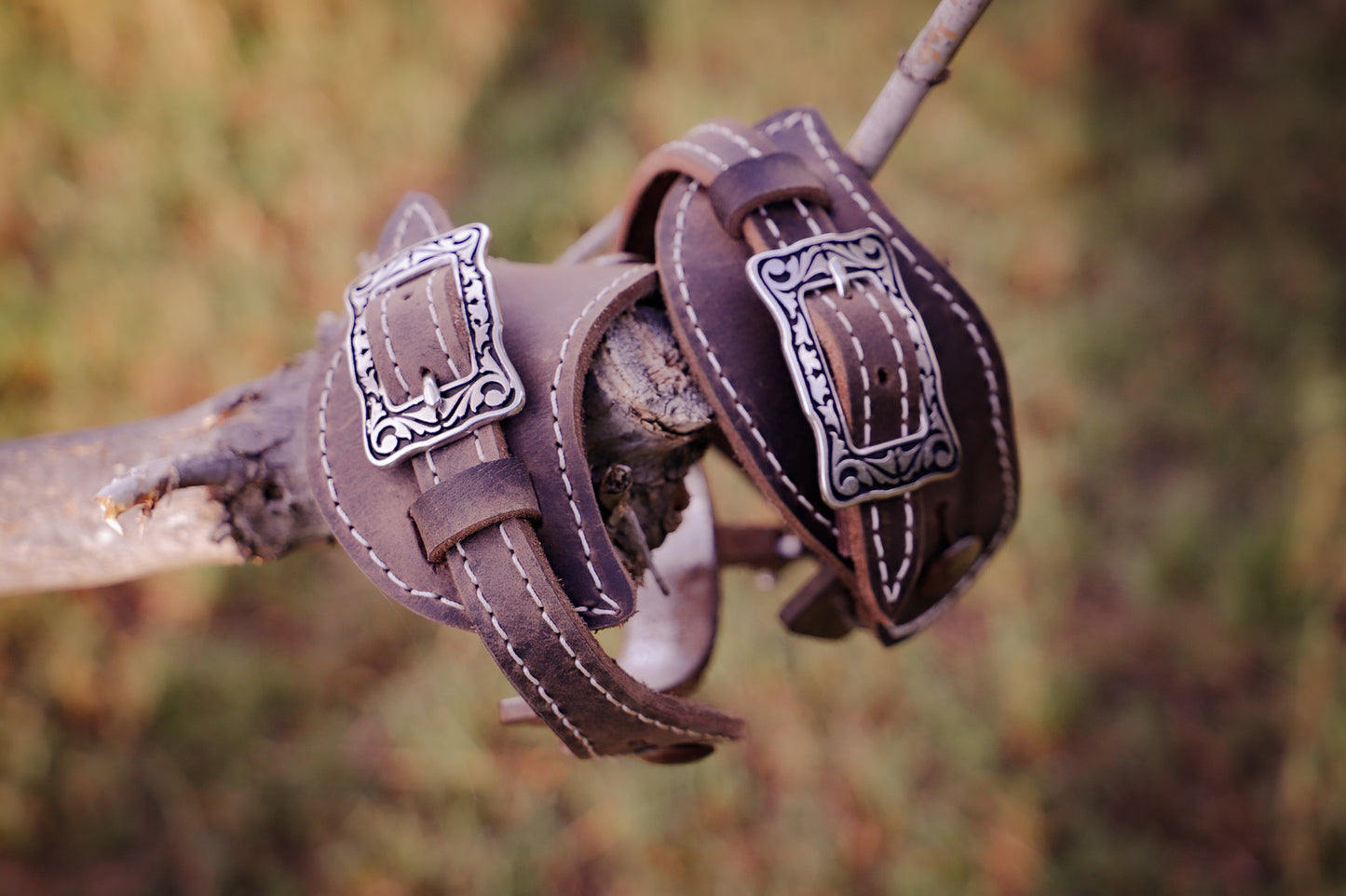 Waxed buffalo spur straps