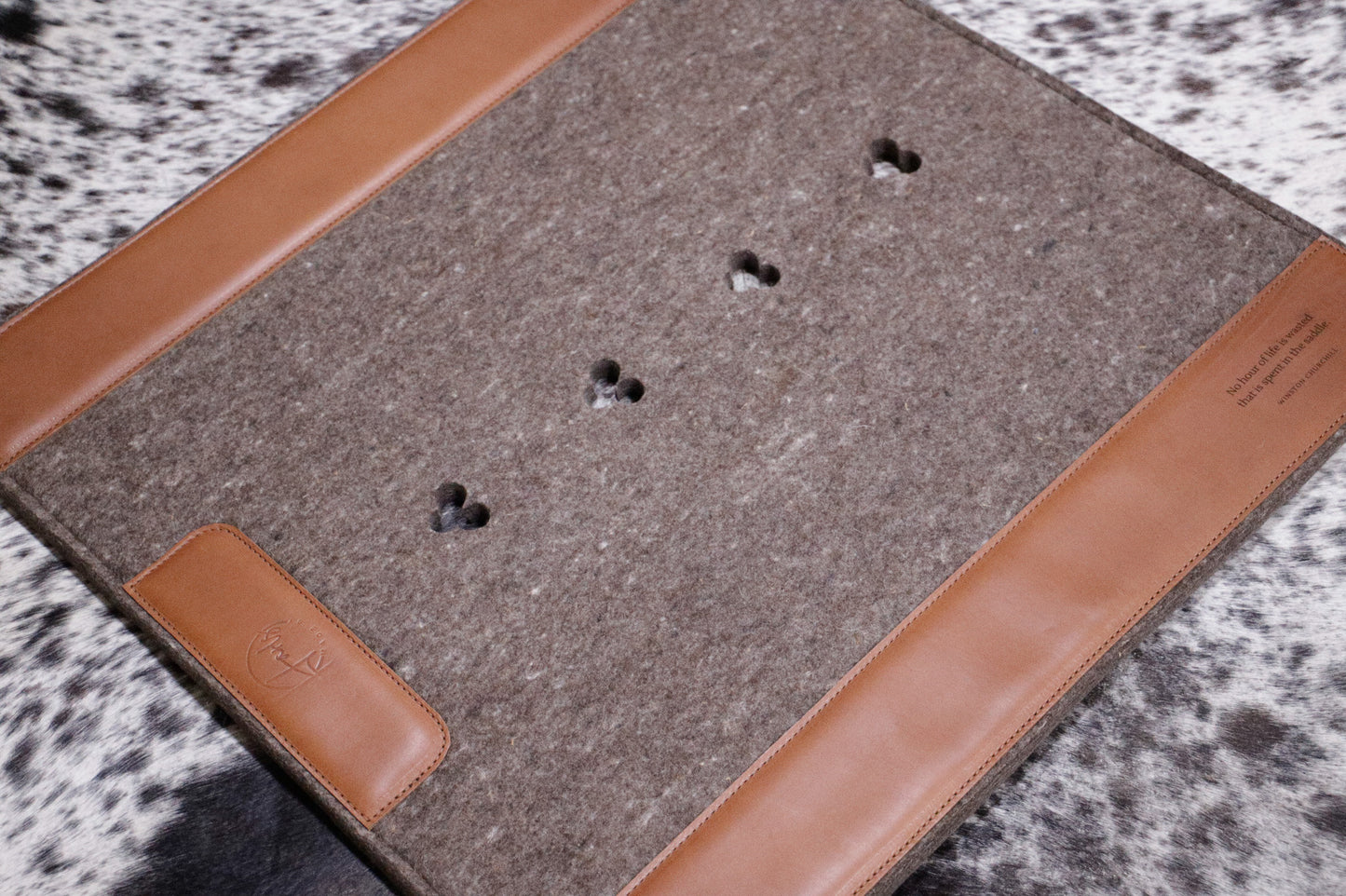 Ready made stock - 17mm chocolate brown felt, classic tan leathers