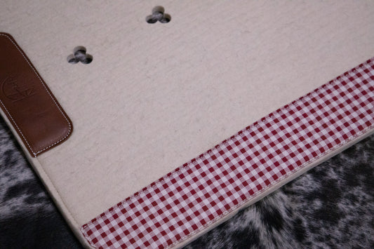 Ready made stock - Cream felt, red gingham