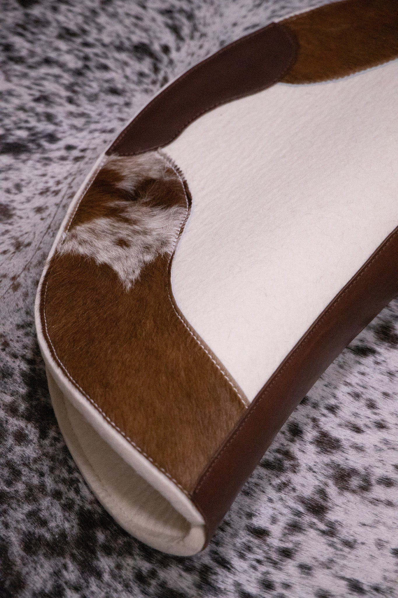 Ready made stock - Fender shaped contour spine Hereford hair on hide