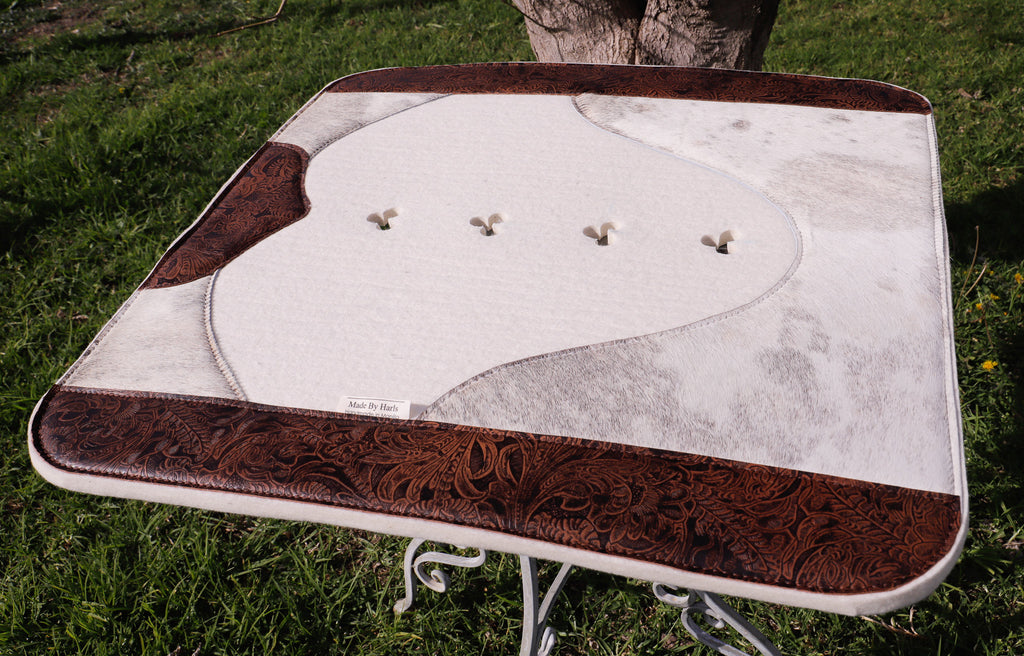 Light brindle and floral embossed leather hair on hide - 17/18mm thickness