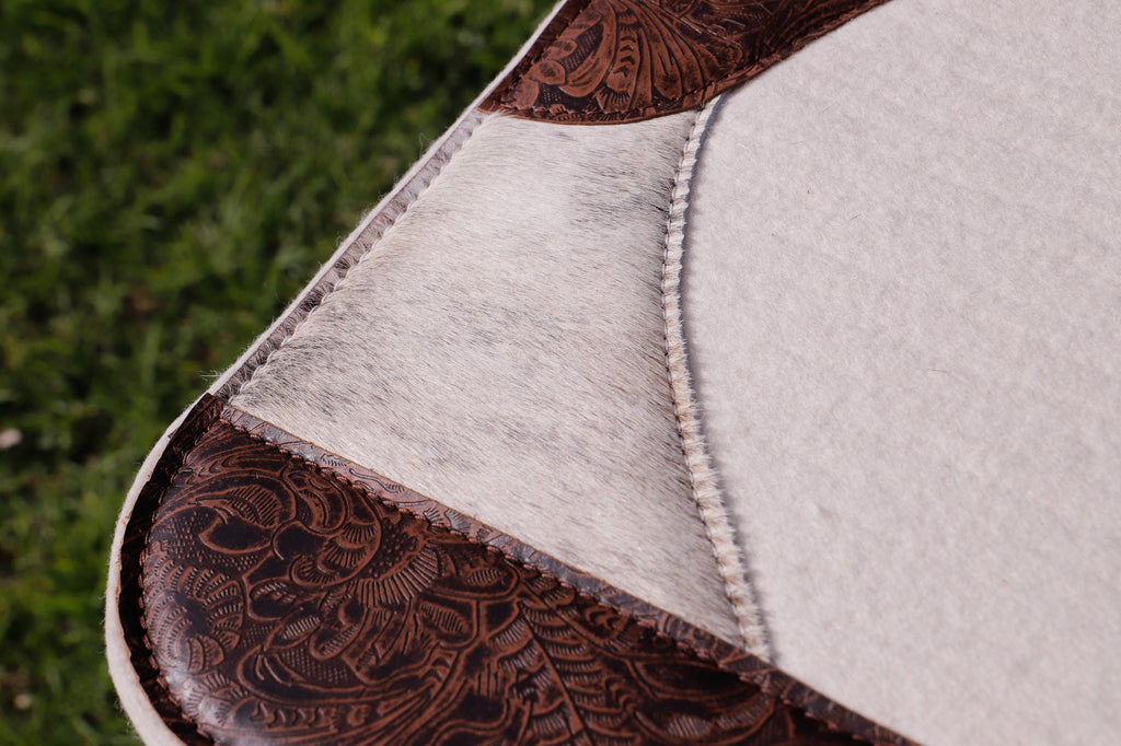 Light brindle and floral embossed leather hair on hide - 17/18mm thickness