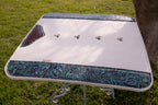 17mm cream wool felt with turquoise floral - 28x28