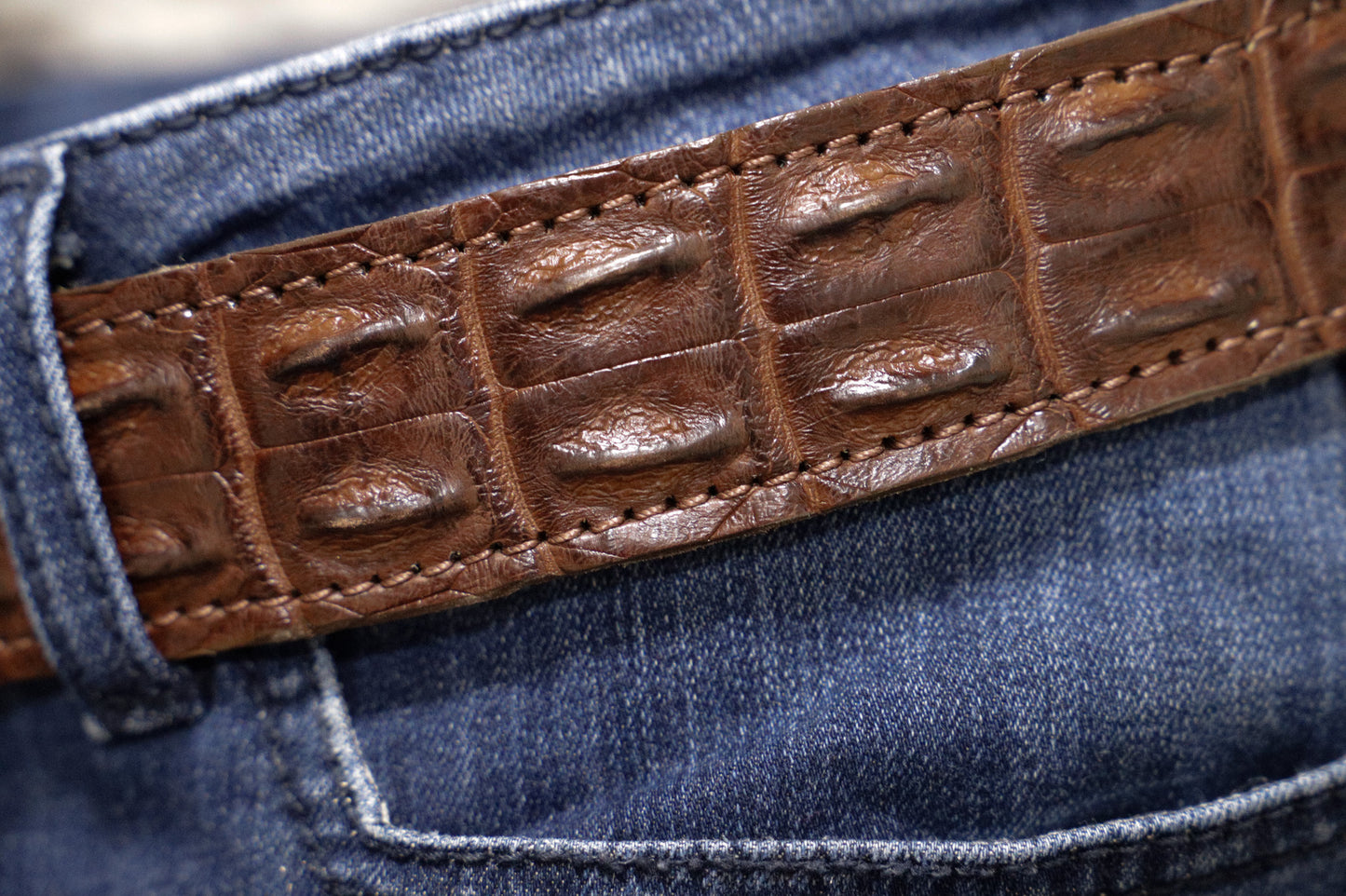 Croc leather belt