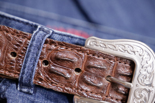 Croc leather belt