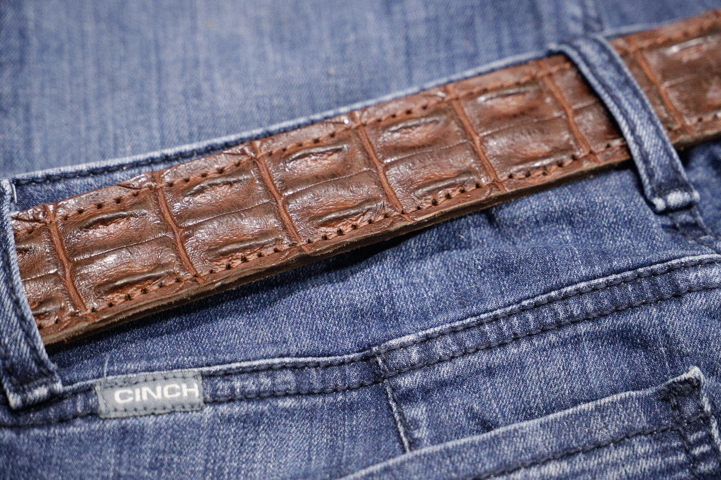 Croc leather belt