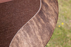 Brindle hair on hide cut out pad with engraved wither