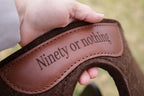 Brindle hair on hide cut out pad with engraved wither