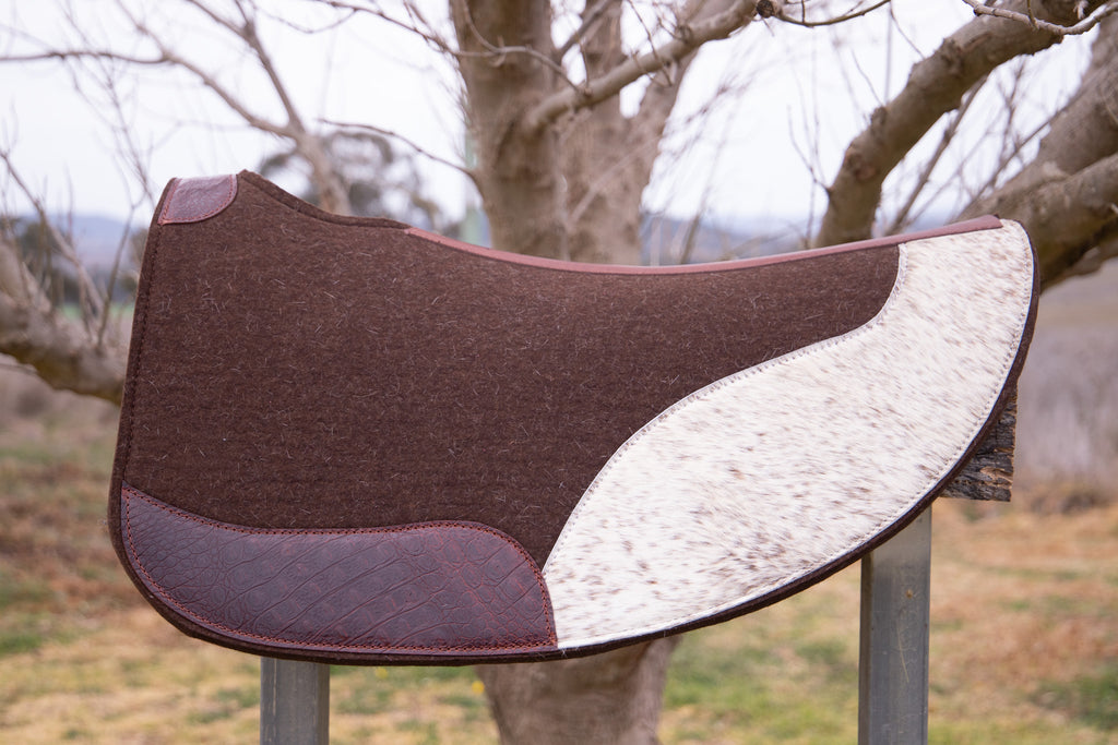 Light white and tan hair on hide cut out pad