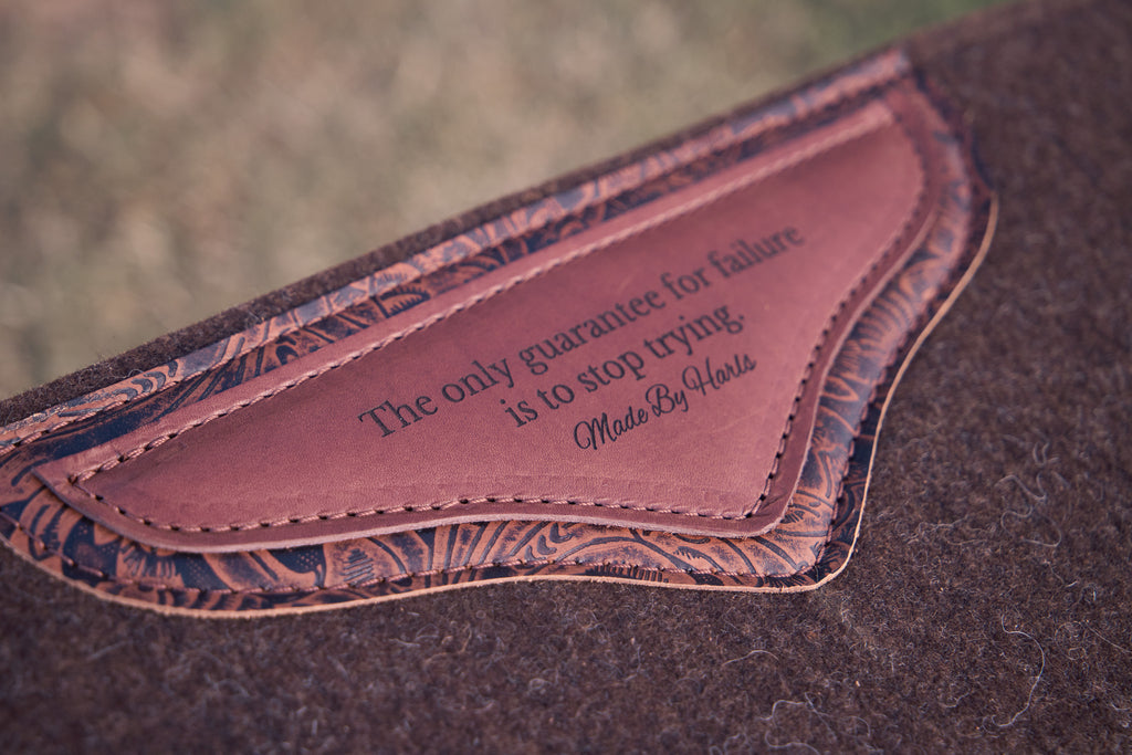 "The only guarantee for failure is to stop trying. " - clover spine wool felt pad