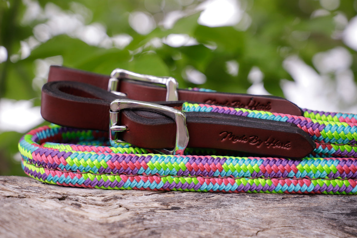 9 ft continuous reins (18/19mm wide) - two colours READY MADE