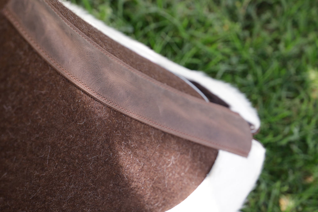 Choc marle hair on hide - 28 inch spine 12.7/13mm wool felt