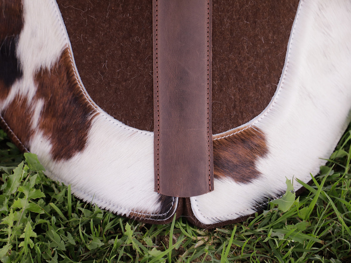 Choc marle hair on hide - 28 inch spine 12.7/13mm wool felt TRI COLOUR