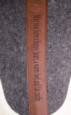 Black/white hide - 12.7/13mm, 28 inch spine - engraved "May you have..."