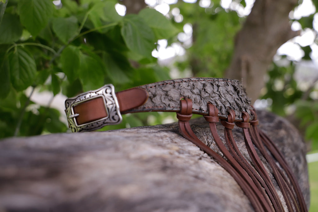 Grey Ruffled Barramundi Leather Flyveil