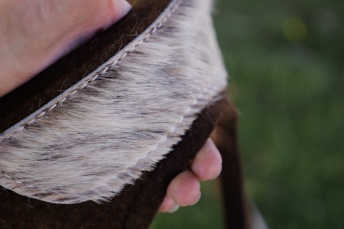 Light brindle hair on hide - 12.7/13mm with crazyhorse wears (28 inch spine)
