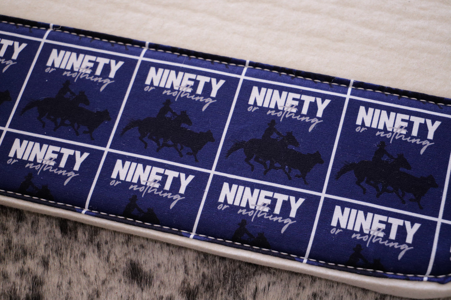 READY MADE 'NINETY OR NOTHING' cream wool felt and tan leather