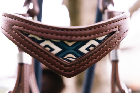 Handmade leather cob-full barcoo bridle with inlay browband (choice of hide, webbing, floral embossed or coloured leathers)