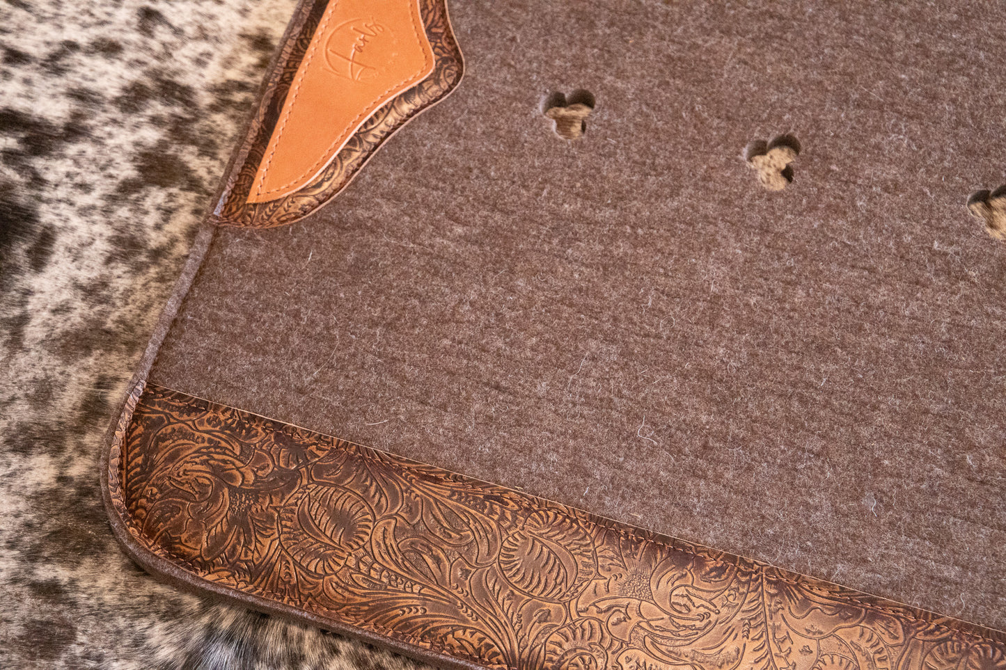 Wool felt and Western Floral leather (dark, tan, blueberry or turquoise!)