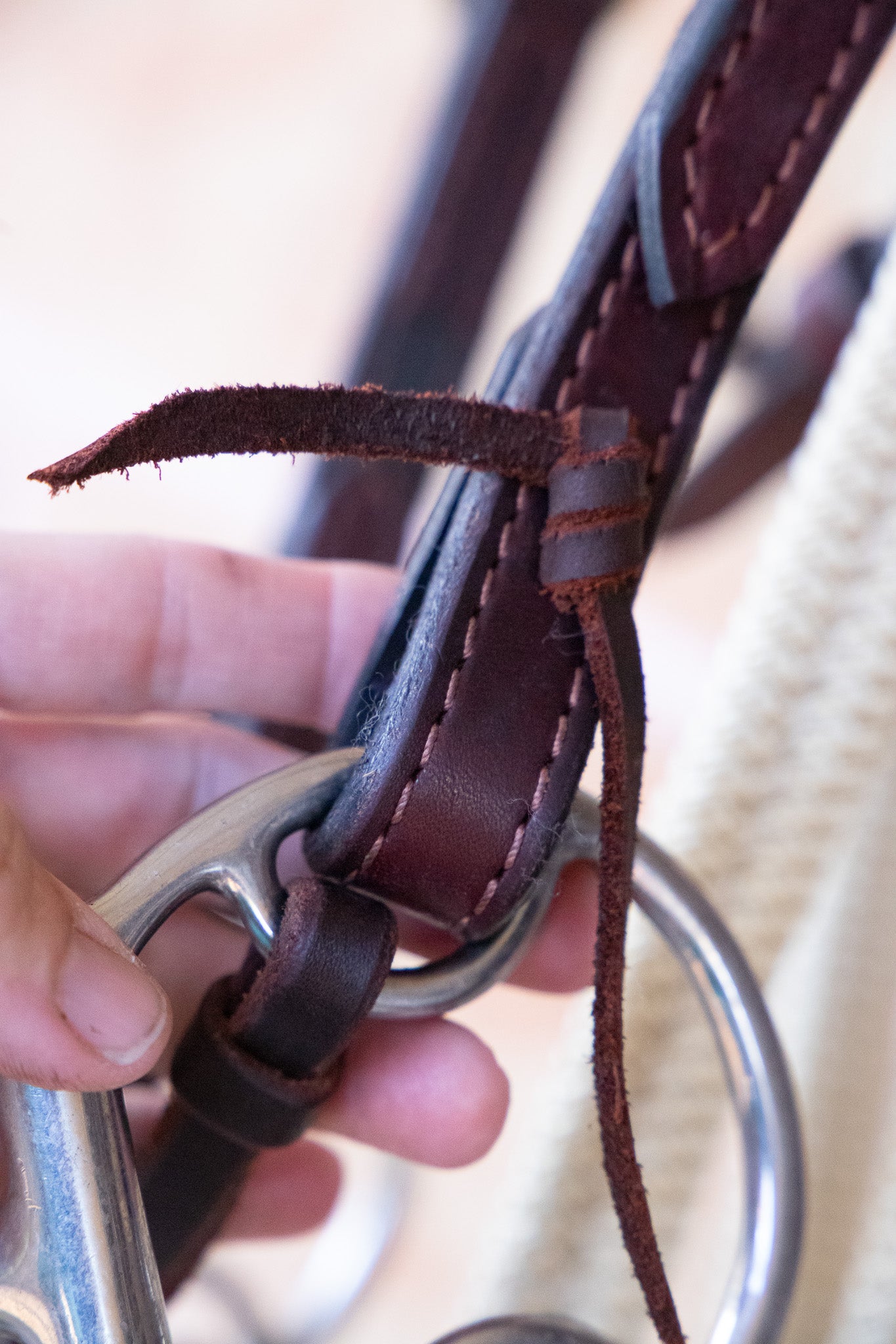 Work series handmade latigo leather bridle with bit ties
