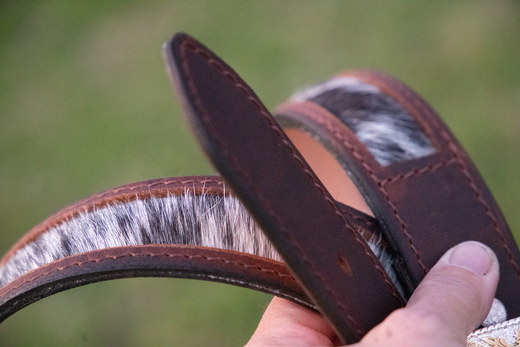 Waxed buffalo belts - Hair on hide inlay and lined - choice of buckles