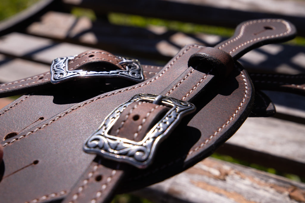 Waxed buffalo spur straps - 2 styles