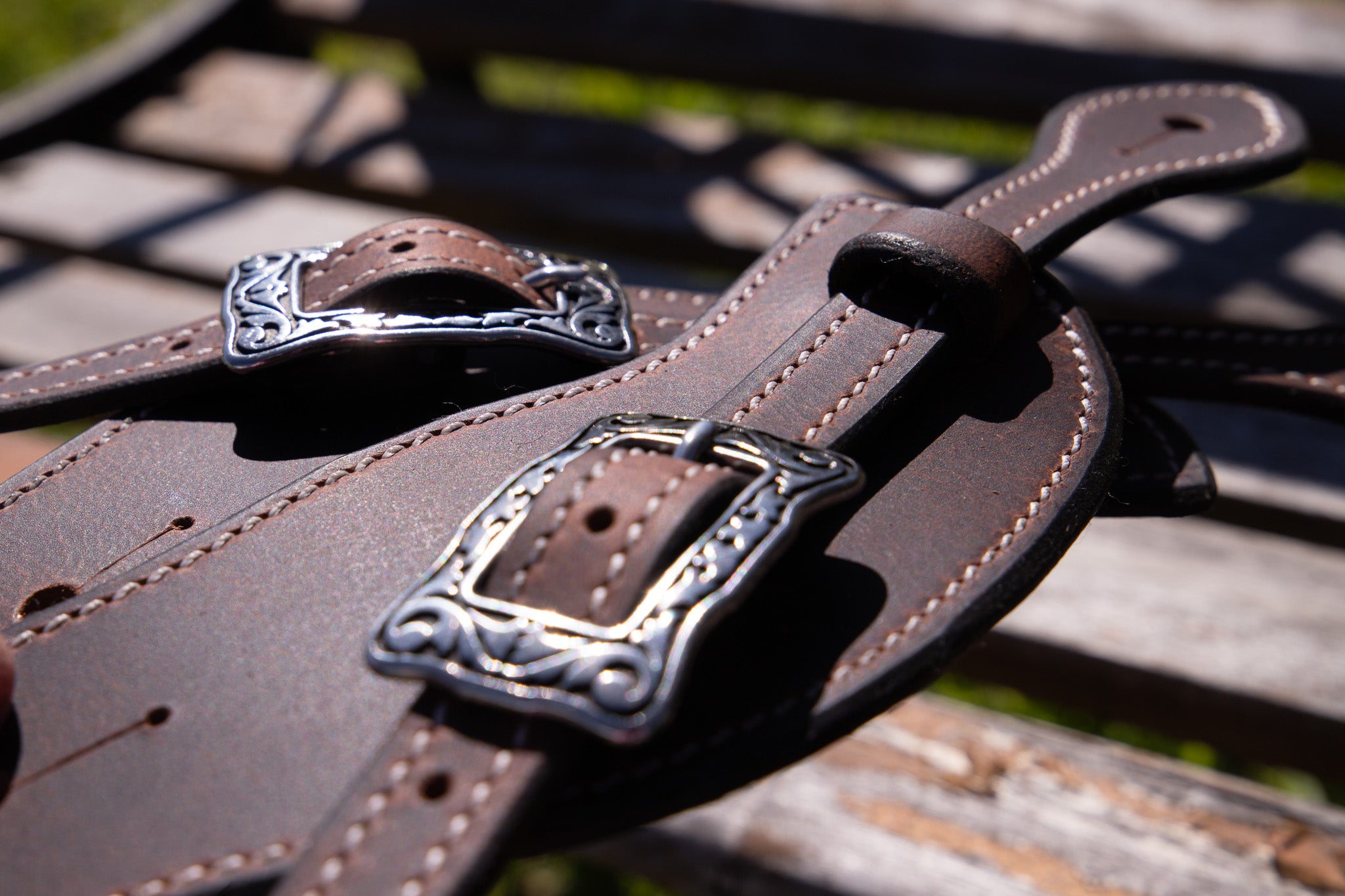 Waxed buffalo spur straps - 2 styles