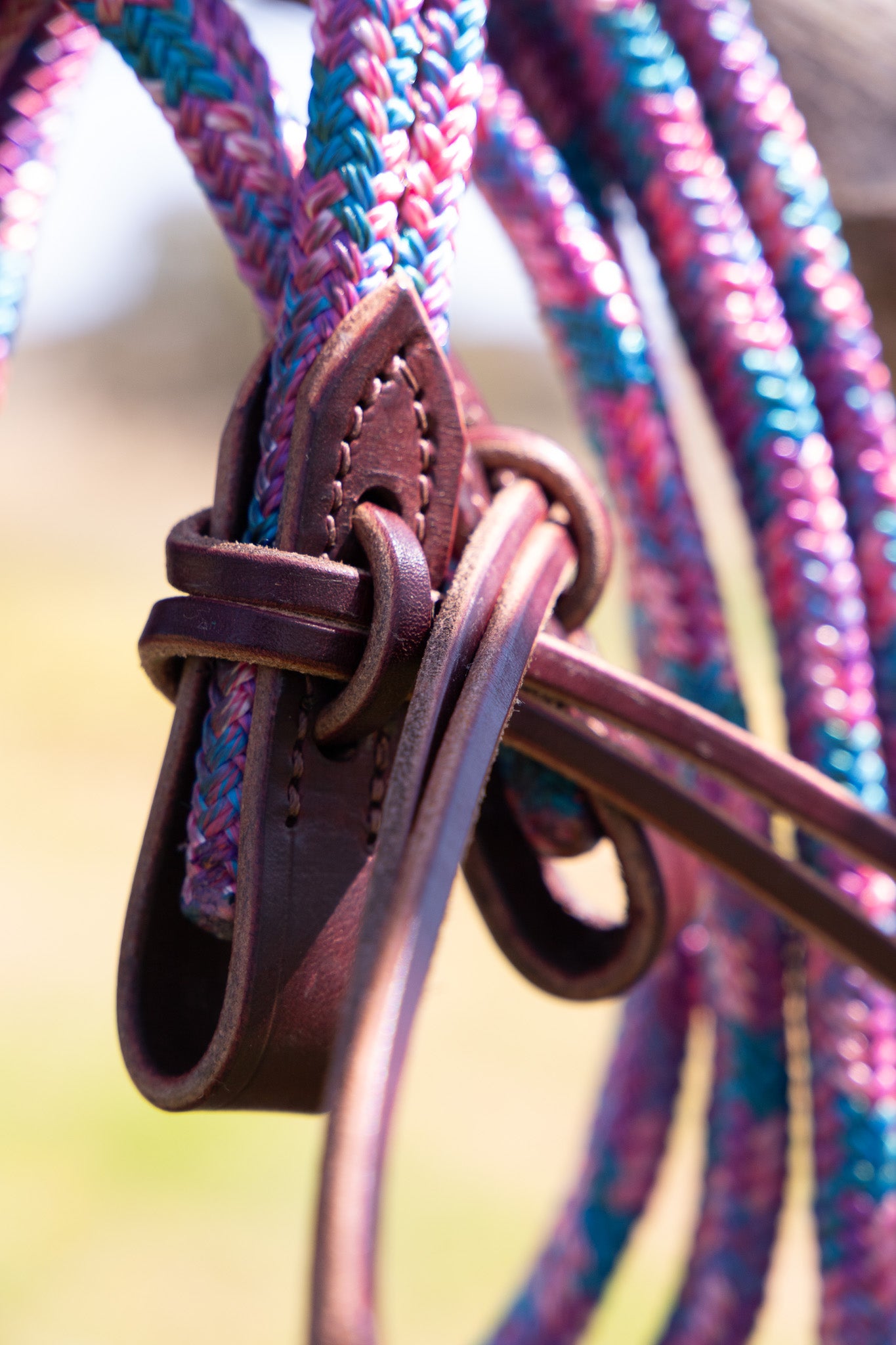 Flat sewn rope reins - QUICK CHANGE BUCKLES OR WATER LOOPS AND TIES