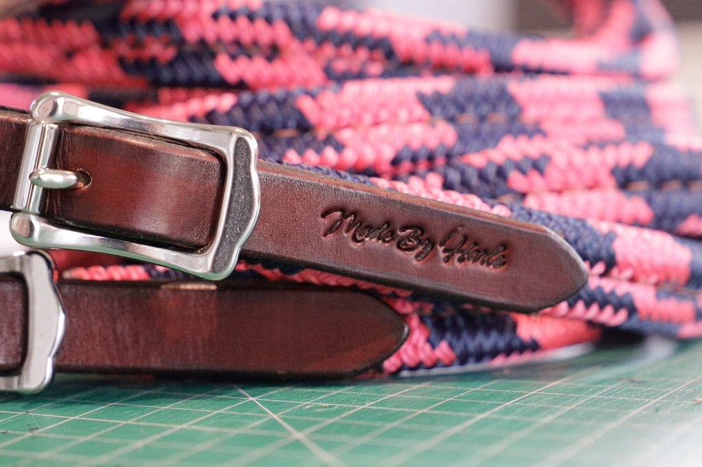Flat sewn rope reins - QUICK CHANGE BUCKLES OR WATER LOOPS AND TIES