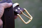Waxed buffalo belts - Hair on hide inlay and lined - choice of buckles