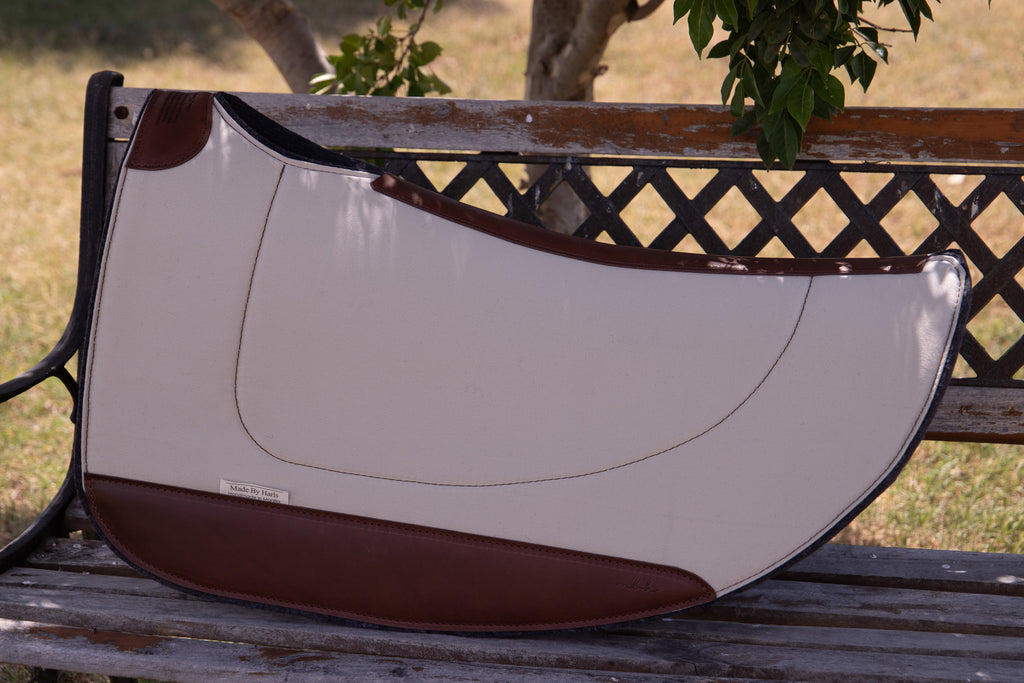 The Outback Cutout molsekin covered pad - choose from round or square skirt and navy/bone/camel colouring