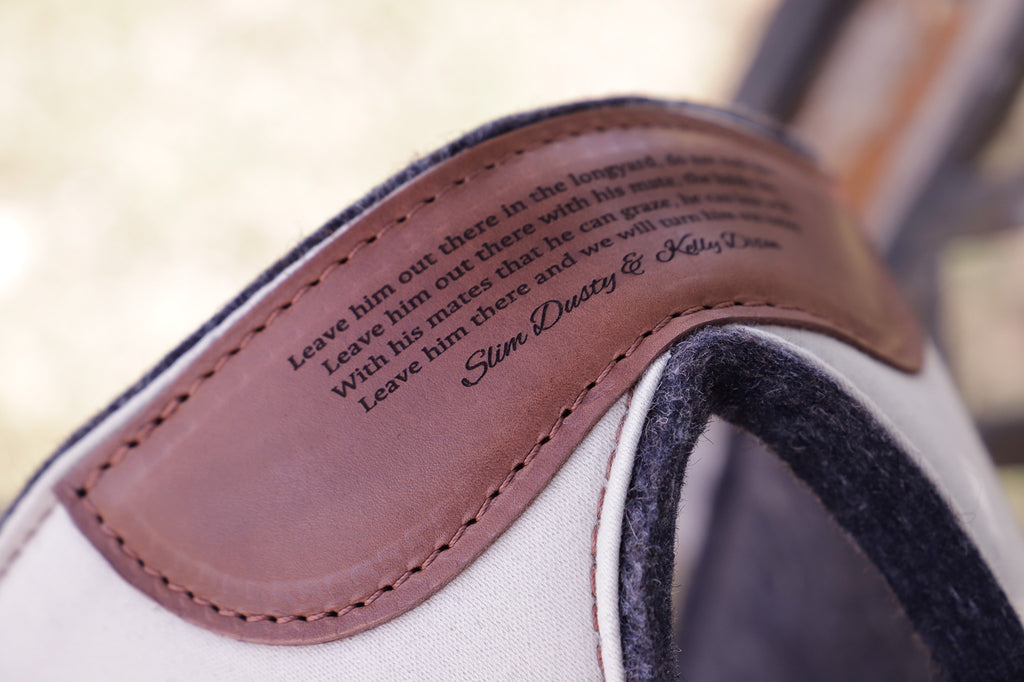 The Outback Cutout molsekin covered pad - choose from round or square skirt and navy/bone/camel colouring