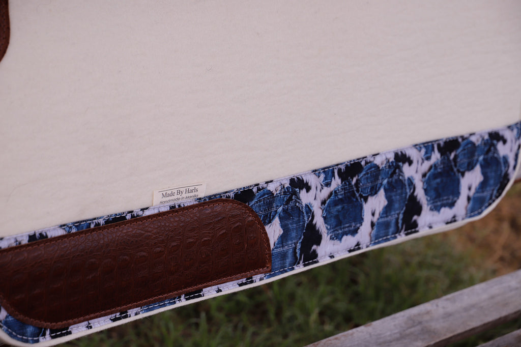 Denim Cow print 28x28 clover spine