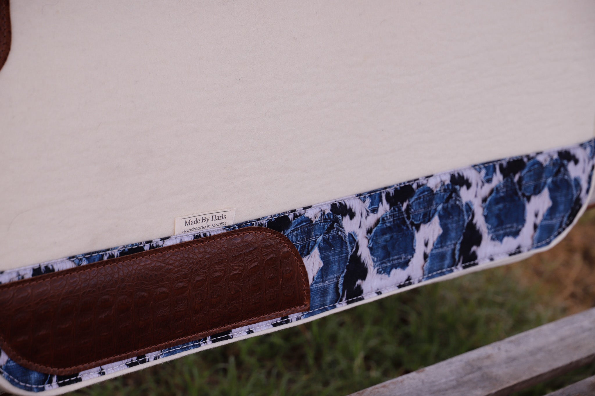 Denim Cow print 28x28 clover spine