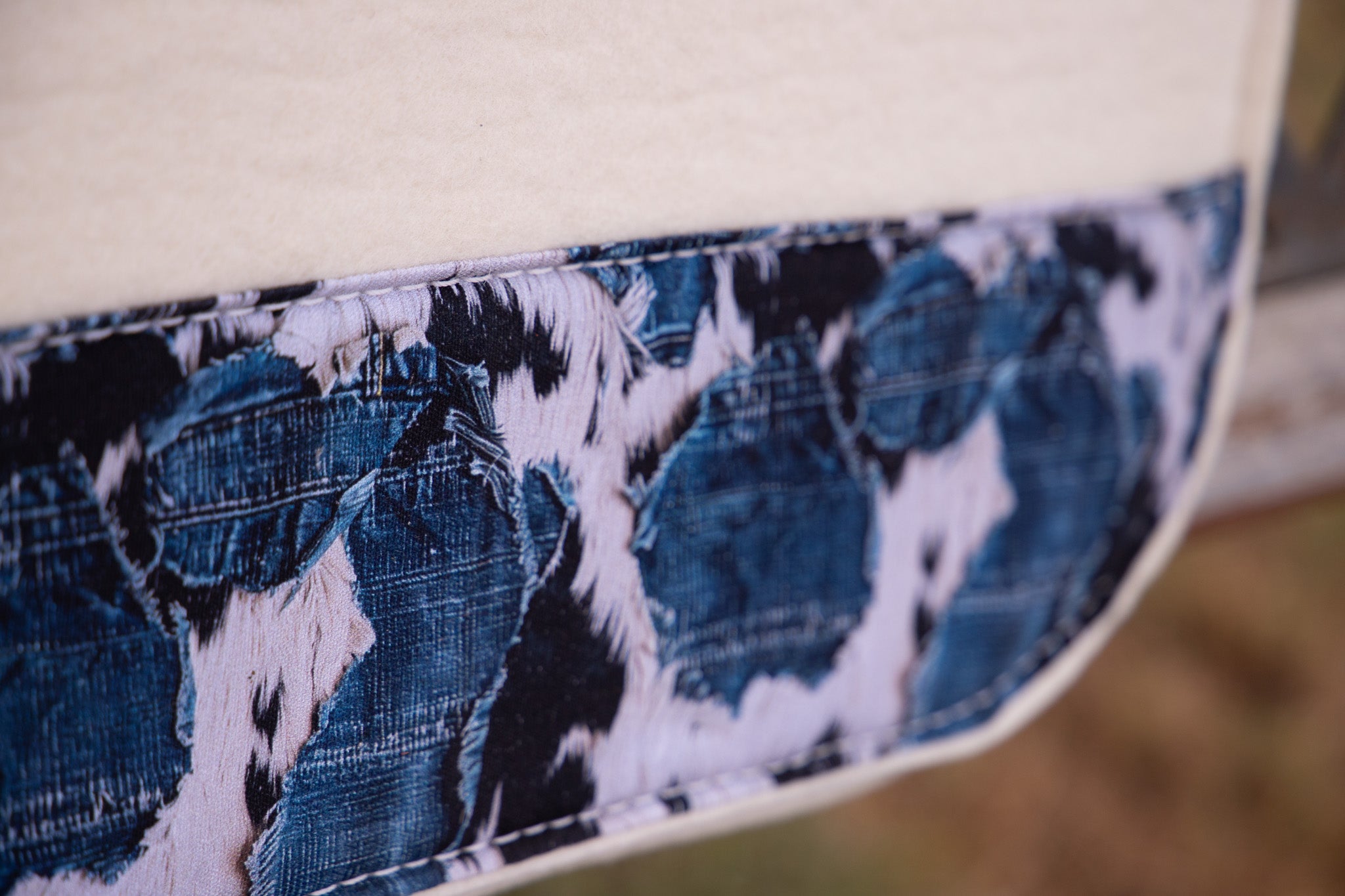Denim Cow print 28x28 clover spine