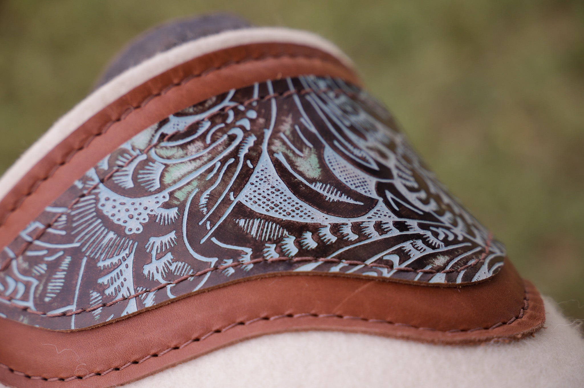 Wool felt clover spine turquoise floral embossed