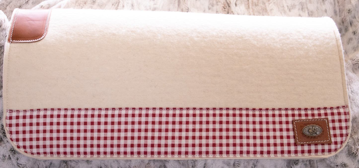 READY MADE - 100% Natural Wool Felt - Red gingham