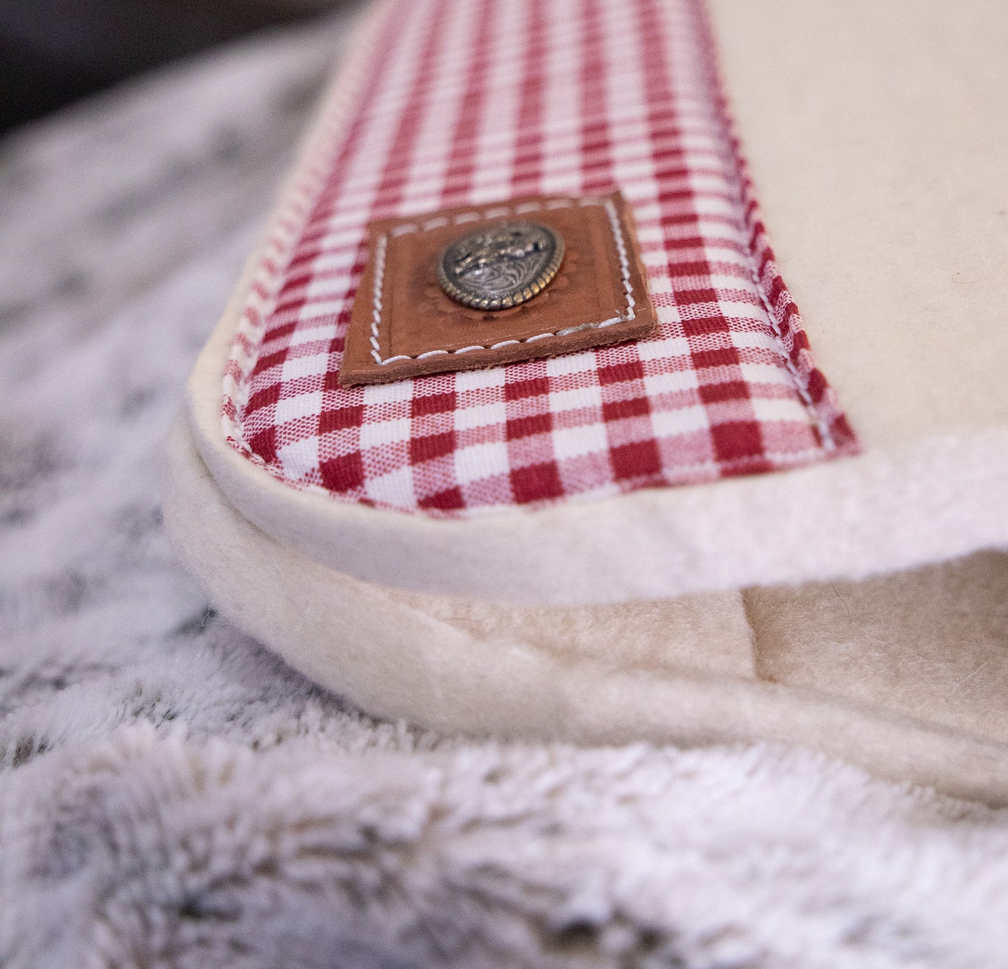 READY MADE - 100% Natural Wool Felt - Red gingham