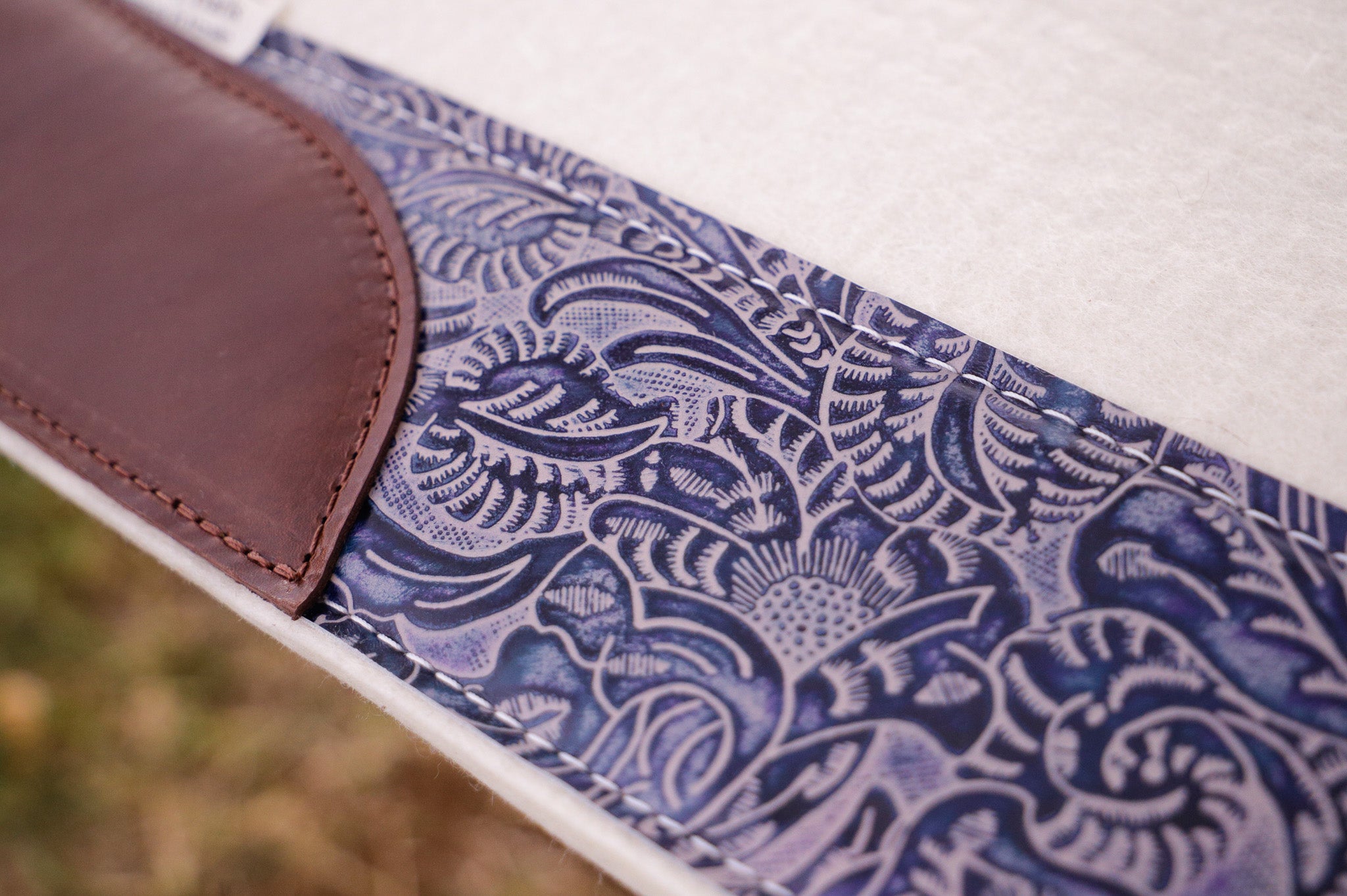 READY MADE 'Classic' Blueberry floral embossed wool felt pad