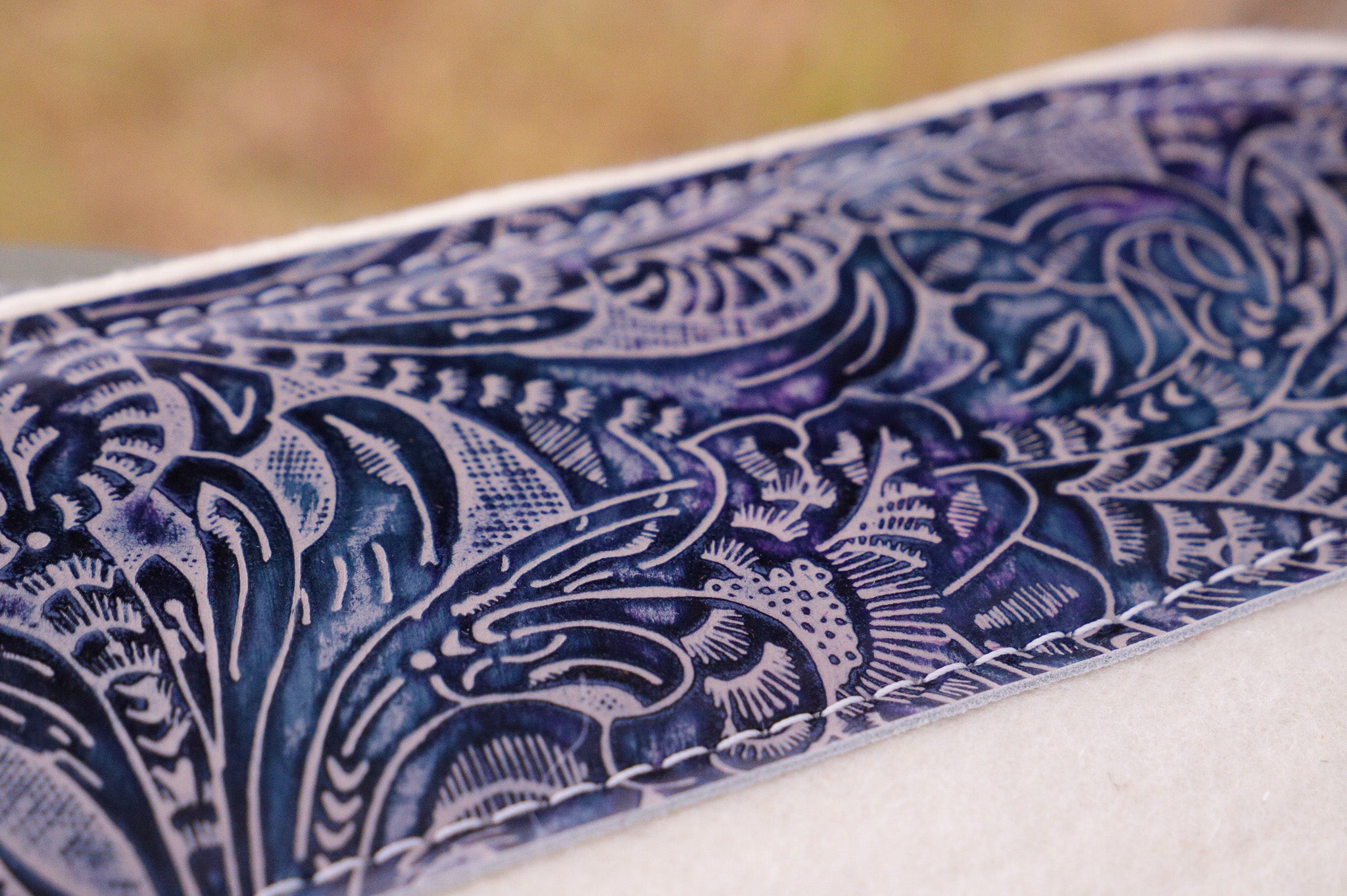 READY MADE 'Classic' Blueberry floral embossed wool felt pad