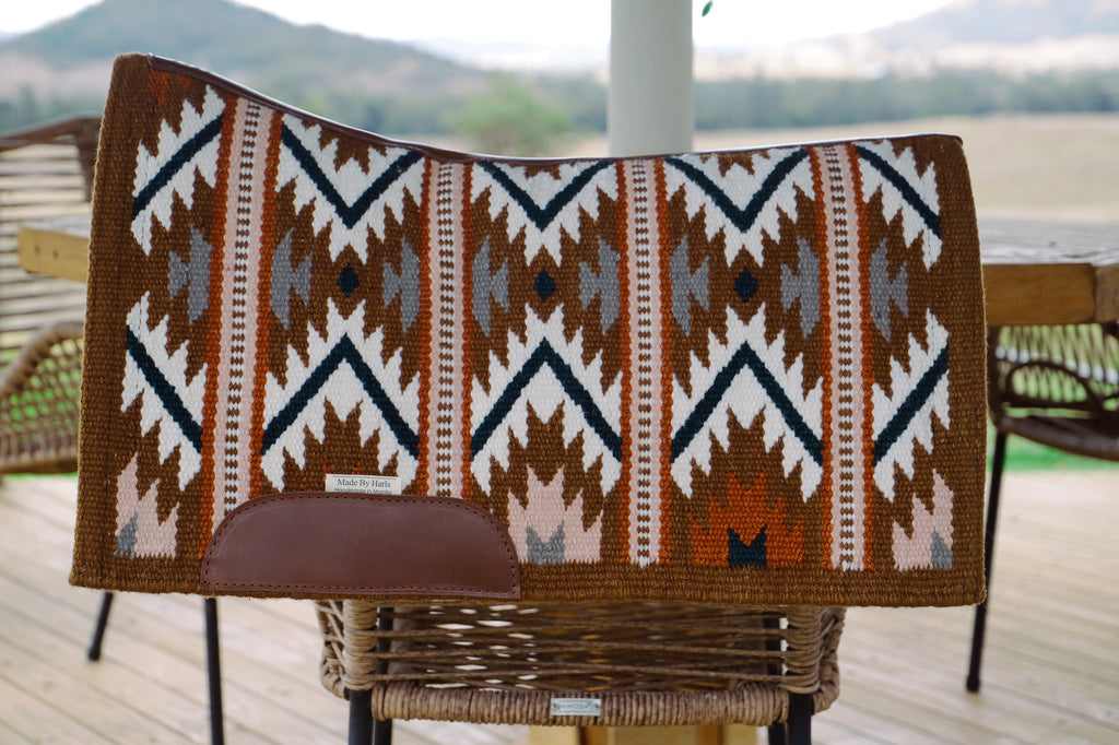 Ready made - "No hour of life..." NZ wool blanket pad with contoured leather spine