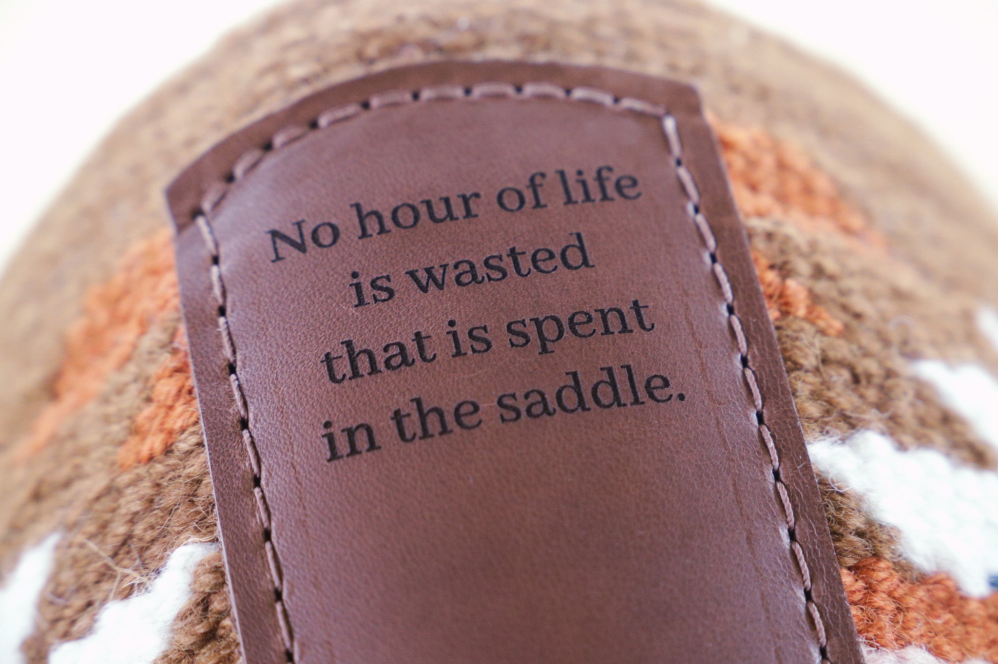 Ready made - "No hour of life..." NZ wool blanket pad with contoured leather spine
