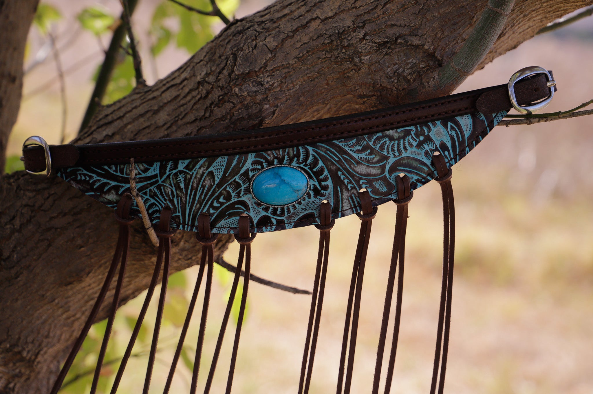 Ready made turquoise floral embossed fly veil
