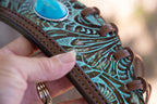 Ready made turquoise floral embossed fly veil