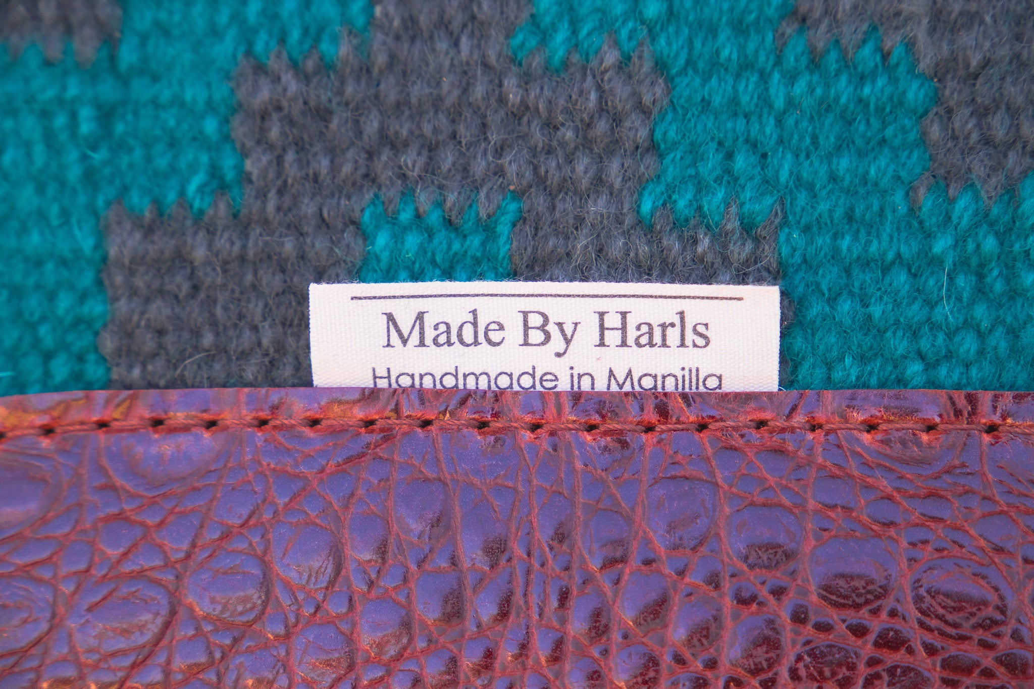 Ready made - Dark turquoise " NZ wool blanket pad with contoured leather spine