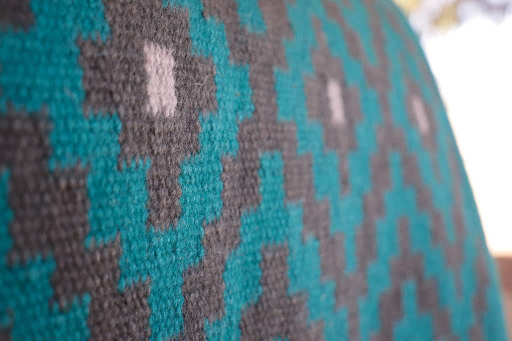 Ready made - Dark turquoise " NZ wool blanket pad with contoured leather spine